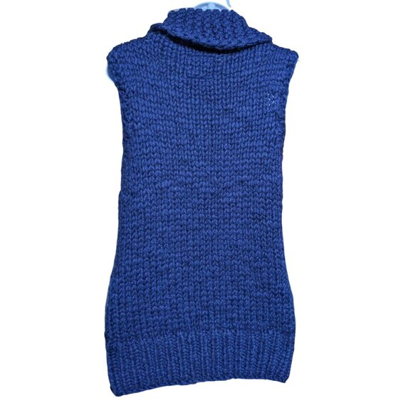American Eagle Women's chunky Wool blend knit Sweater Vest blue &white Size S - Picture 5 of 9